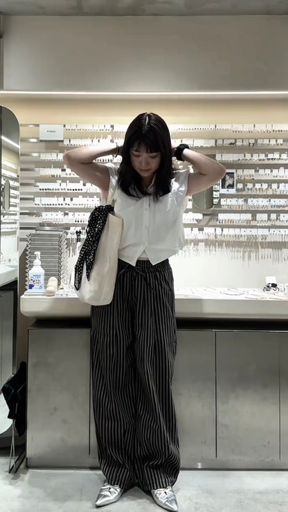 「hiinaaii24」ストライプワイドパンツ TK0203