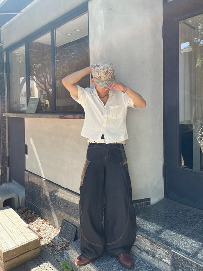 「hollywooddreamthe」パイソン柄ステッチワイドパンツ TK0158