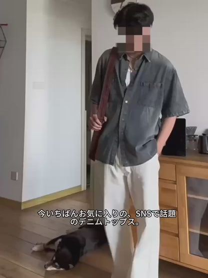 ウォッシュドショートスリーブデニムシャツ TK0475