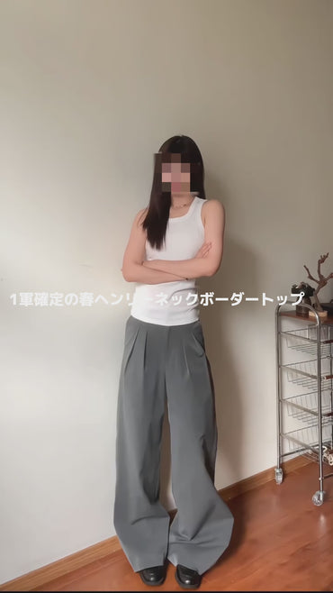 ヘンリーネックボーダートップ TK0429