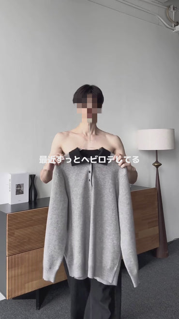 「ユニセックス」ポロカラー ニットセーター TK0428