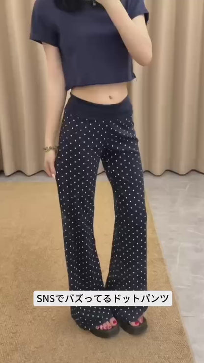 ハイウエストドットフレアパンツ TK0505