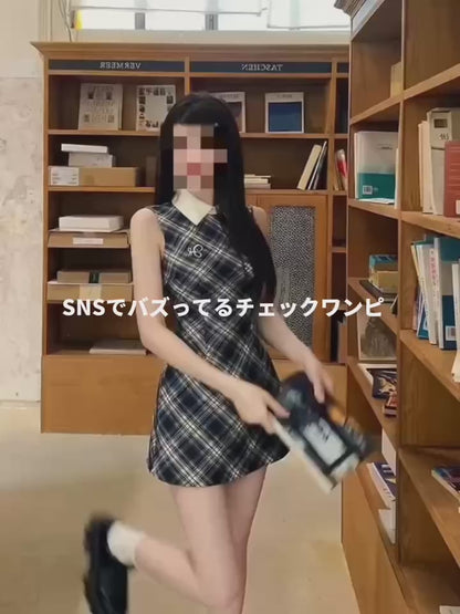 ノースリーブチェックPOLOワンピース TK0249